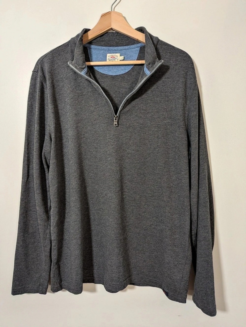 Faherty Movement Quarter Zip Pullover Men's Gray Size Large